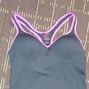 Black and pink racer back workout tank